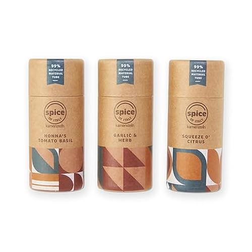 Kamenstein Kraft Paper Spice Tube Set, Packaging made of 99 percent recycled material, with Spices Included, Mediterannean Mixes