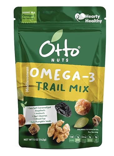 Otto Nuts - Mediterranean Omega-3 Trail Mix, NON-GMO Heart Healthy Dried Fruits & Nuts | 5 OZ with Resealable Bag