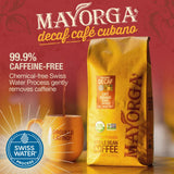 Mayorga Decaf Coffee 2lb Bag Dark Roast Organic Swiss Water Decaffeinated Cubano Roast Coffee - 100% Arabica Whole Coffee Beans - Smoothest Organic