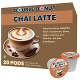Double Donut Coffee Chai Latte Pods - Spiced & Creamy Chai Tea Latte - Notes of Cinnamon, Cardamom, Cloves & Ginger, Compatible with Keurig Brewers