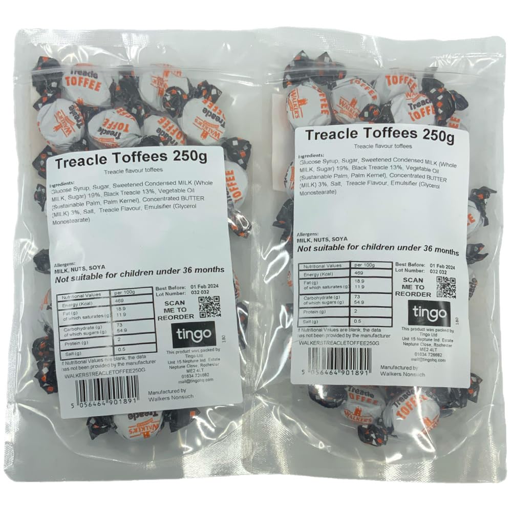 WALKERS NONSUCH TOFFEE Walker's Nonsuch Treacle Toffees Dabs 500g