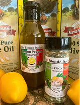 The Blonde Italian Lemon Love Set - Lemon Pepper Vinaigrette (12oz) & Garlic Lemon Pepper Spice Blend (3.5oz) - Made with Olive Oil, Herbs & Spices