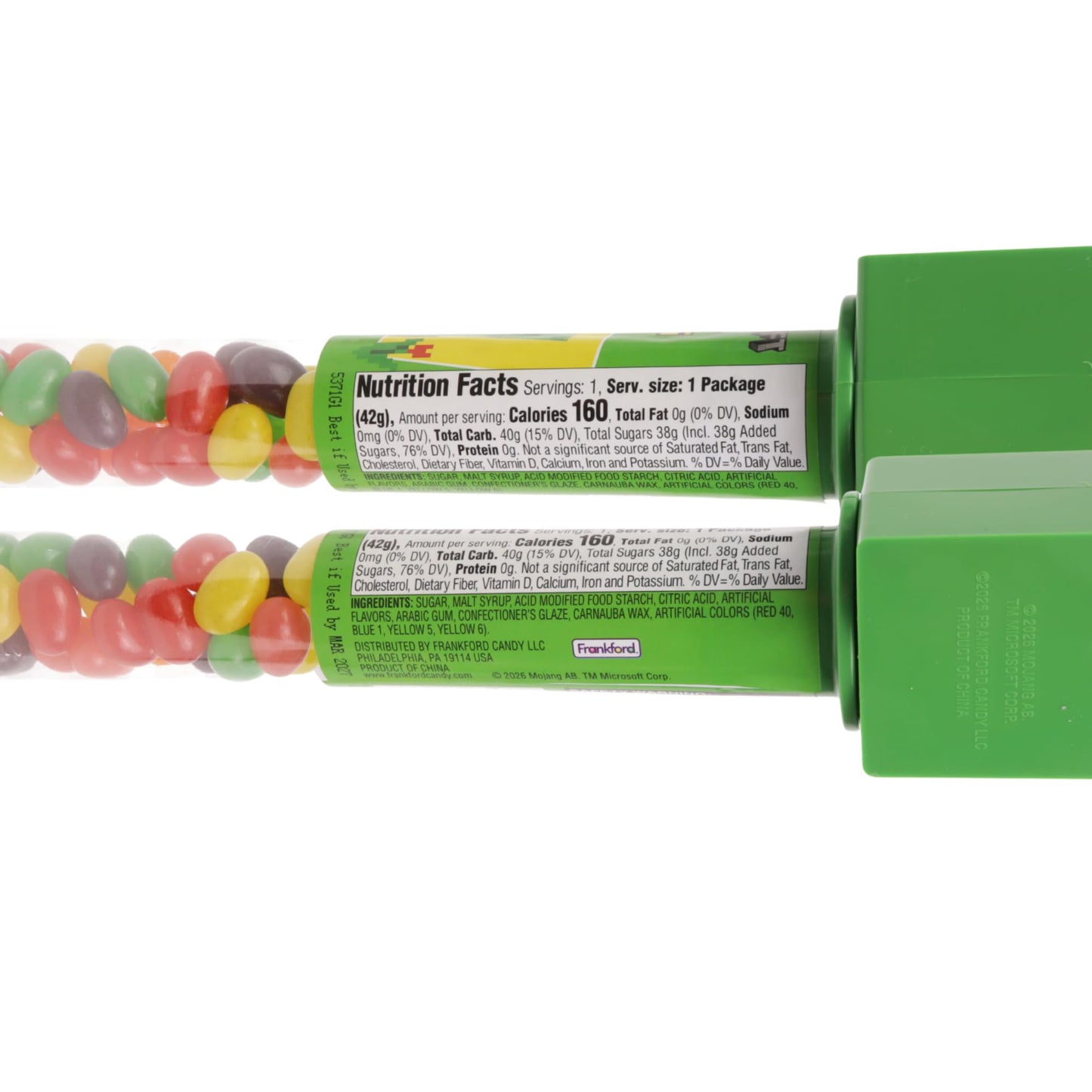 Minecraft Easter Jelly Beans, Creeper Candy Tubes, Basket Stuffer Treats, 1.5 Ounces (Pack of 2)