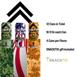 Rip It Energy Drink Variety Pack - 12 Cans of 16 fl oz Each - Assorted Flavors for an Energy Rush - with Snacktix Coaster Included (TRIBUTE)