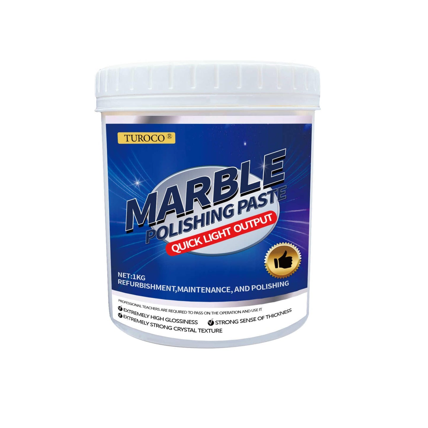 Turoco Professional Marble & Granite Polishing Paste - Quartz Countertop Cleaner, Stone Sealer & Protector for Floors & Walls - Scratch Removal, Gloss
