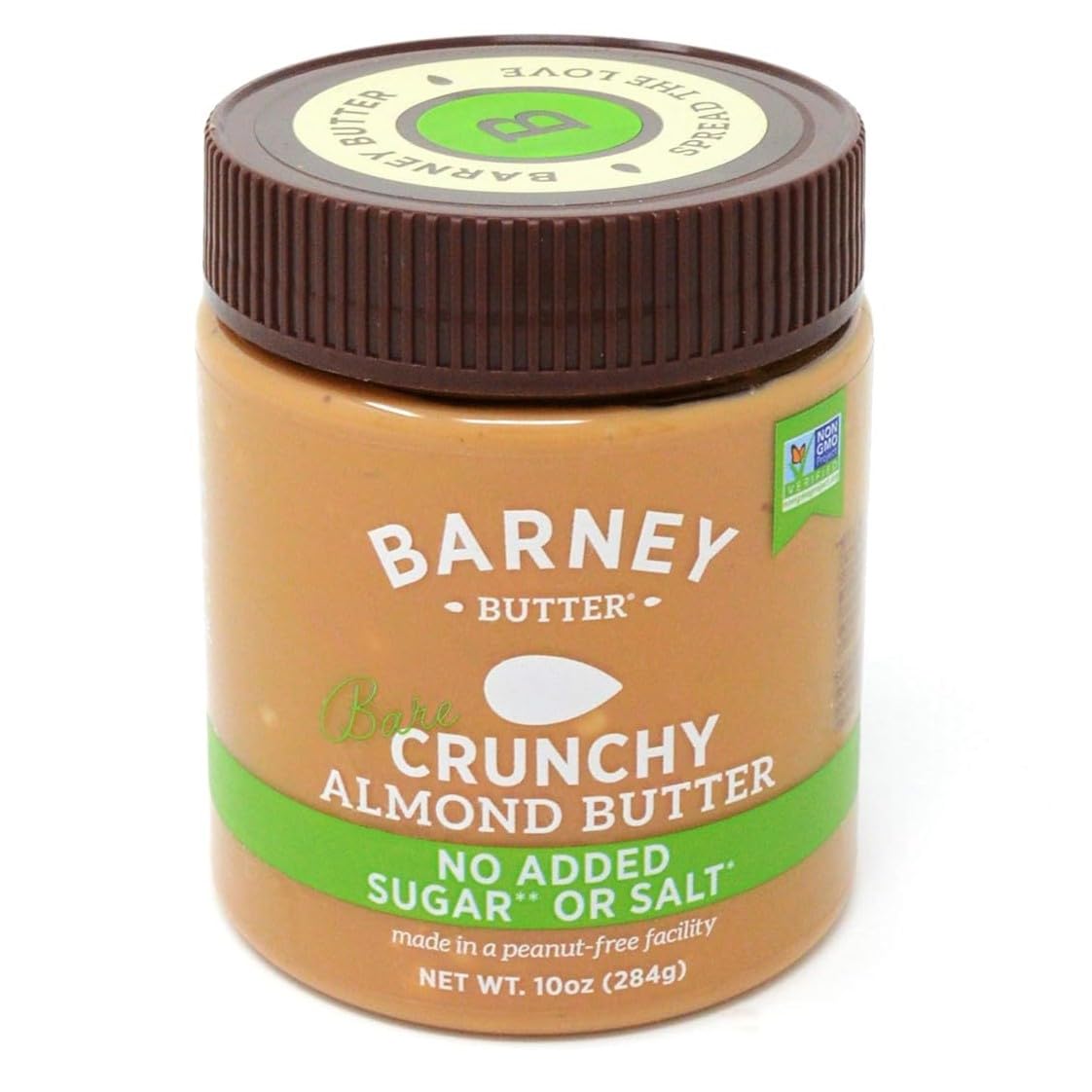 Barney Butter Almond Butter, Bare Crunchy, 10 Ounce Jar, No Added Sugar or Salt, Skin-Free Almonds, No Stir, Non-GMO, Gluten Free, Keto, Paleo, Vegan