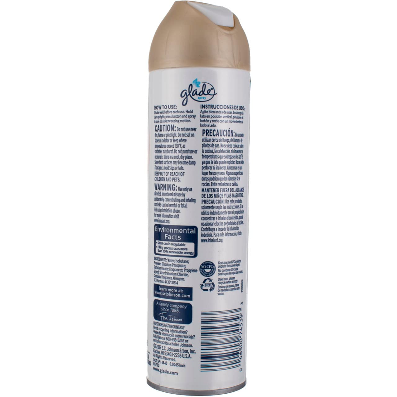 Glade Spray Air Freshener Sheer Vanilla 8 Oz (Pack of 4)