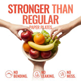 Compostable Plates 8.86 Inch, 125 Pack Heavy Duty, Leak Proof, Microwave Safe Bagasse Plates, Extra Sturdy, Oil Resistant, Eco Friendly Disposable