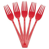 JAM PAPER Premium Utensils Party Pack - Plastic Forks - Red - 48 Disposable Forks/Pack