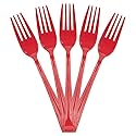 JAM PAPER Premium Utensils Party Pack - Plastic Forks - Red - 48 Disposable Forks/Pack
