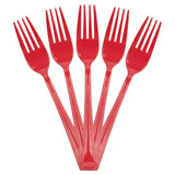 JAM PAPER Premium Utensils Party Pack - Plastic Forks - Red - 48 Disposable Forks/Pack