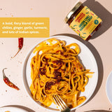 Masala Gossip Green Chili Crisp - Crunchy Chili Oil with Green Chillies, Garlic, Sichuan Flakes & Indian Spices - Spicy Savory Hot Sauce - Drizzle on