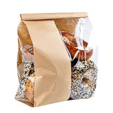 Restaurantware - Bag Tek 8.3 x 3.9 x 13.8 Inch Kraft Tin Tie Bags With Windows, 100 Resealable Bakery Bags With Windows - Flat Bottom, For Cookies or