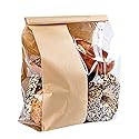 Restaurantware - Bag Tek 8.3 x 3.9 x 13.8 Inch Kraft Tin Tie Bags With Windows, 100 Resealable Bakery Bags With Windows - Flat Bottom, For Cookies or