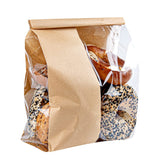Restaurantware - Bag Tek 8.3 x 3.9 x 13.8 Inch Kraft Tin Tie Bags With Windows, 100 Resealable Bakery Bags With Windows - Flat Bottom, For Cookies or