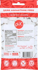 Pur Gum Cinnamon Gum, 80 Gram - 57 pieces per pack - 12 packs per case.