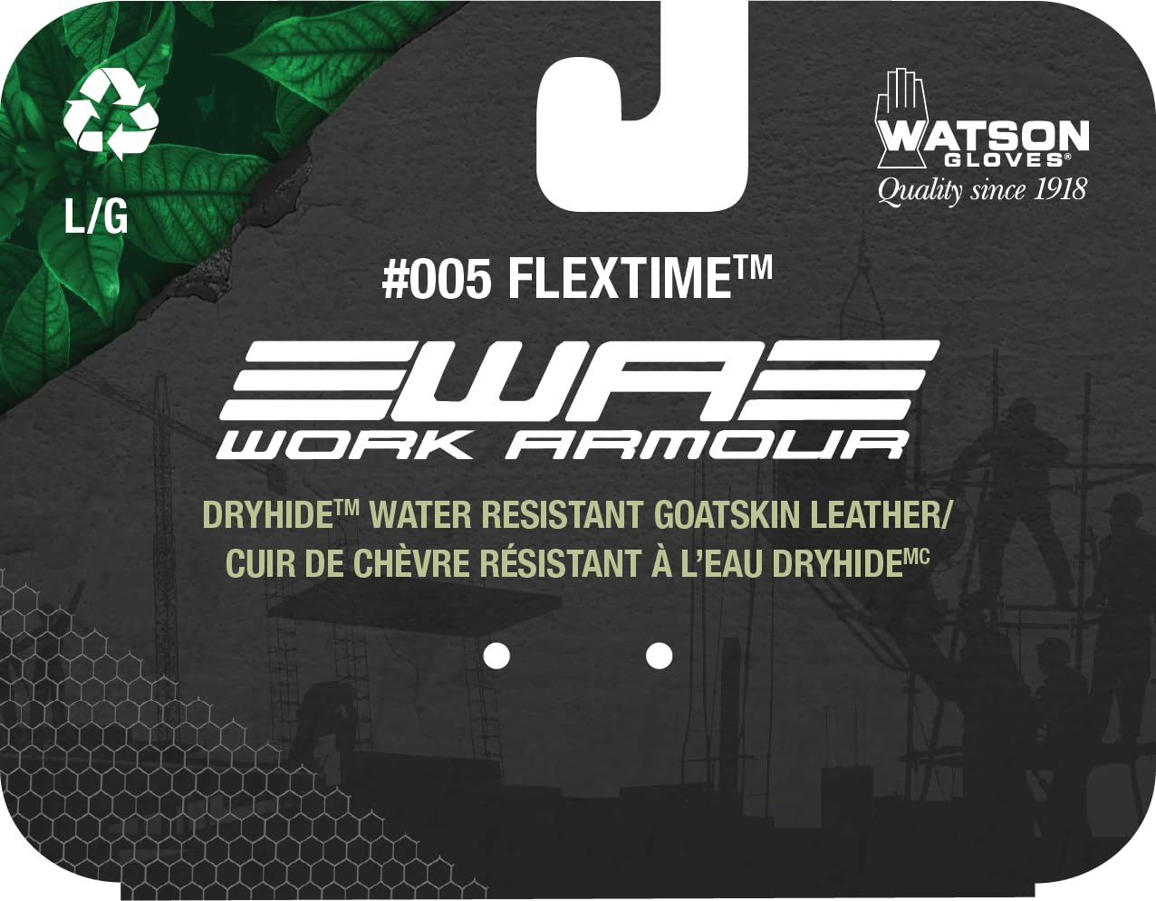 Watson Gloves' Flextime Water Resistant High-Performance Sustainable Work Glove - Dryhide Goatskin Palm, Spandex, Comfortable (Extra Extra Large)