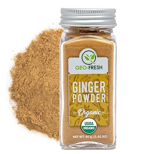 Geo-Fresh Organic Ginger Powder 1.4 oz - Ground Ginger Powder Organic Raw - USDA Certified, Non-GMO, Kosher, Gluten-Free - Premium Spice and Seasoning