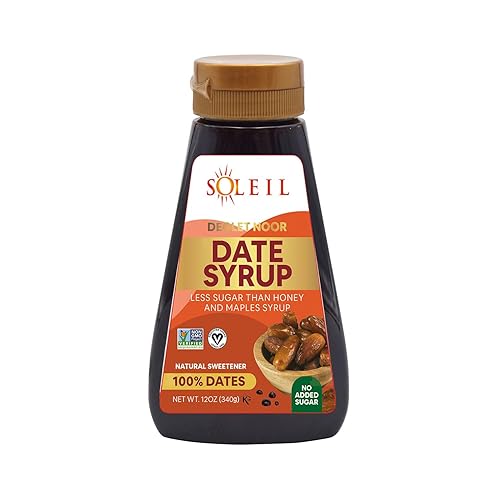 12oz Date Syrup | Made with 100% Deglet Noor dates | Certified NON-GMO, KOSHER. Healthy, Natural Sweetener with NO added sugars or preservatives, Gluten-free, Vegan. PBA-free squeeze bottle (Single Bottle)
