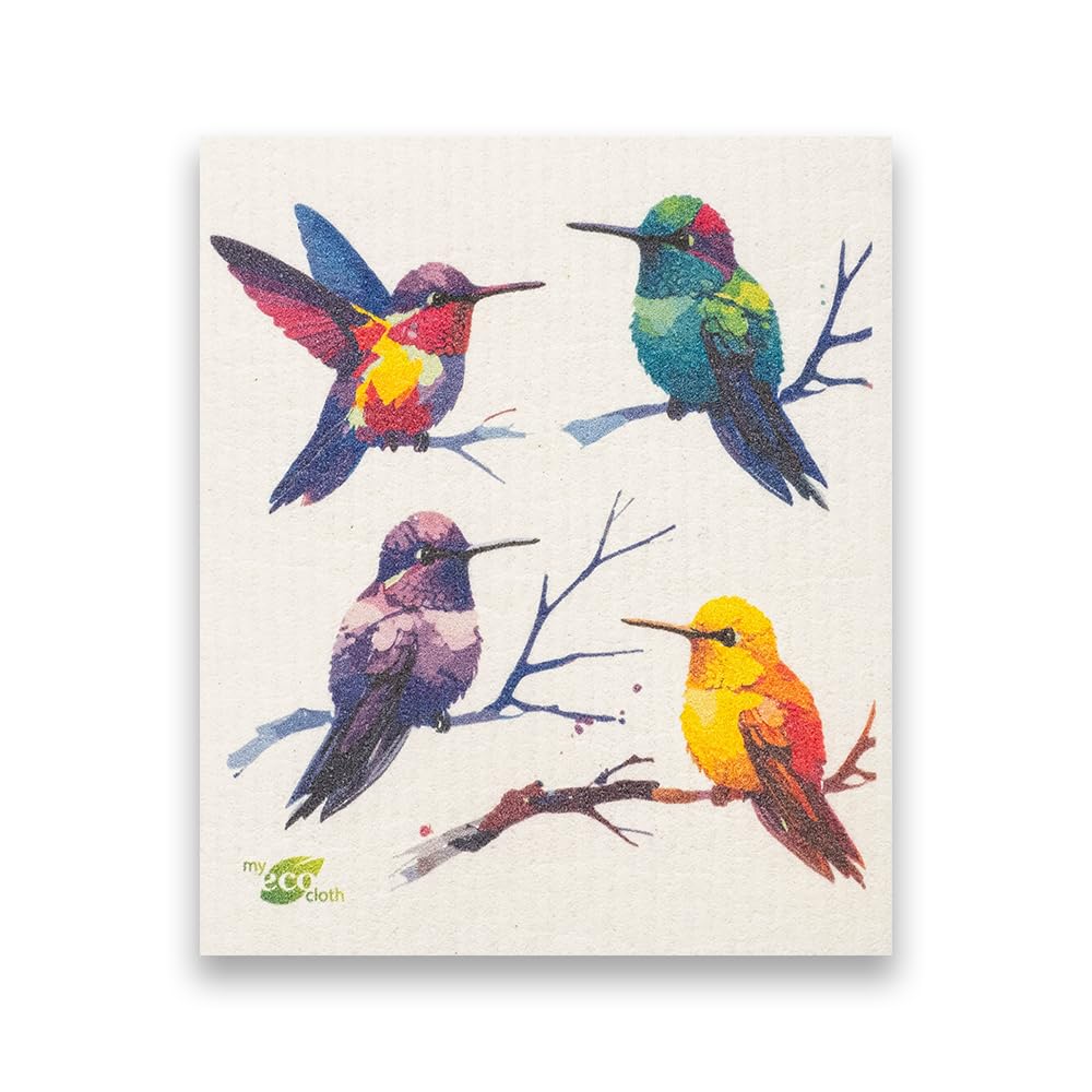SWEDEdishcloths - Cellulose Sponge Dish Towels - Mixed Set of 6 (One of Each Design) Humingbirds Swedish Dish Cloths
