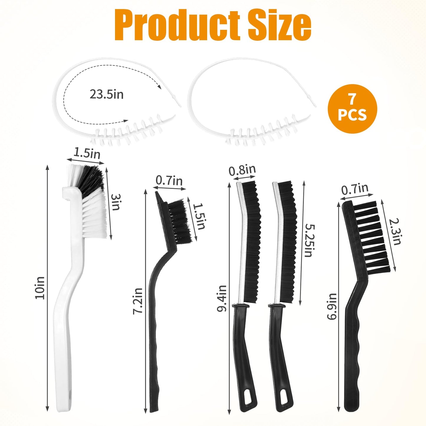 7PCS Washing Machine Cleaning Brush Kits,Durable Cleaning Tool for Washing Machine Drums,Crevice Brush for Bathroom, Shower and Kitchen