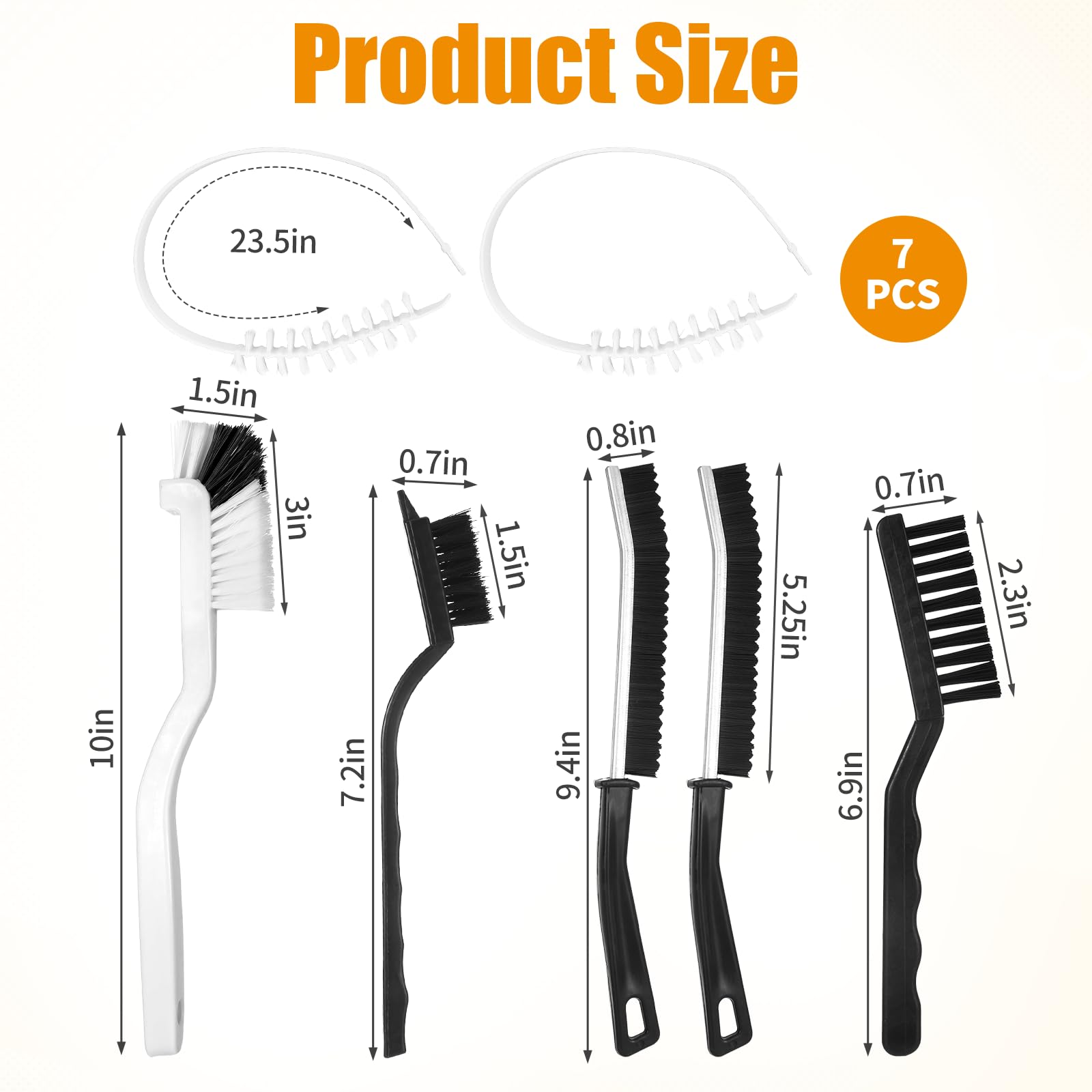 7PCS Washing Machine Cleaning Brush Kits,Durable Cleaning Tool for Washing Machine Drums,Crevice Brush for Bathroom, Shower and Kitchen
