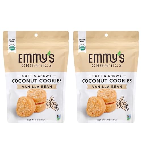 Emmy's Organics Vanilla Bean Coconut Cookies (Pack of 2) | Gluten-Free, Organic, Vegan, Paleo-Friendly