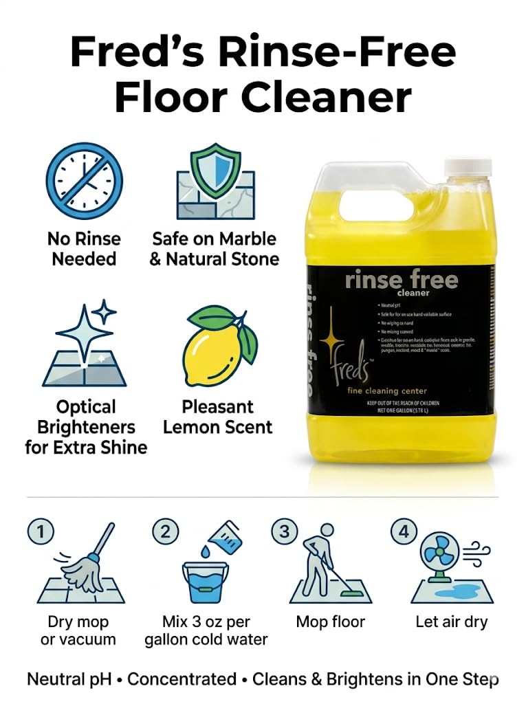 Fred's Rinse-Free Floor Cleaner - Safe on Marble & Natural Stone, Gallon