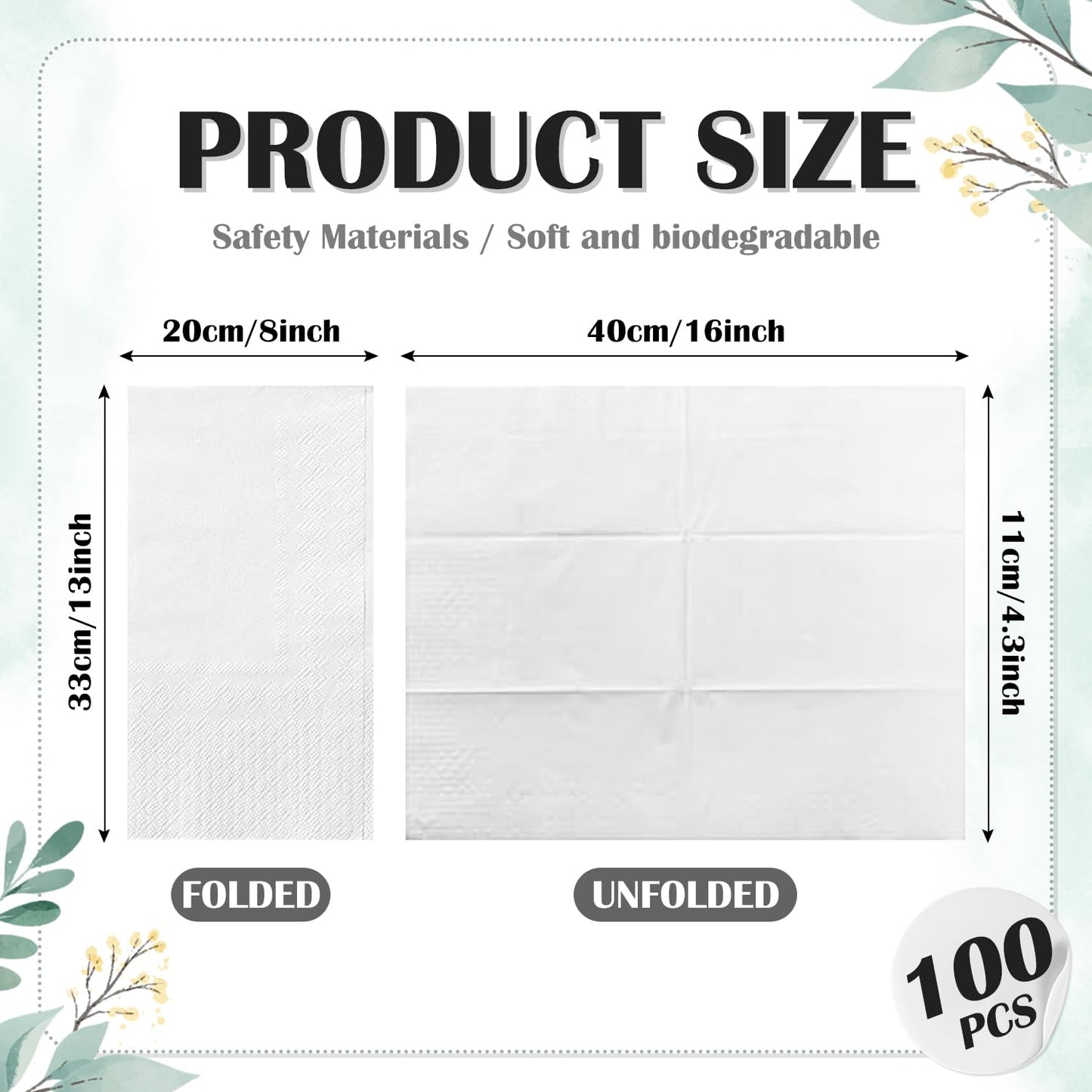 100 PCS Disposable Napkins Disposable Hand Towels, Soft and Absorbent Paper Guest Towels, Disposable Hand Towels Dinner Napkin for Bathroom, Kitchen