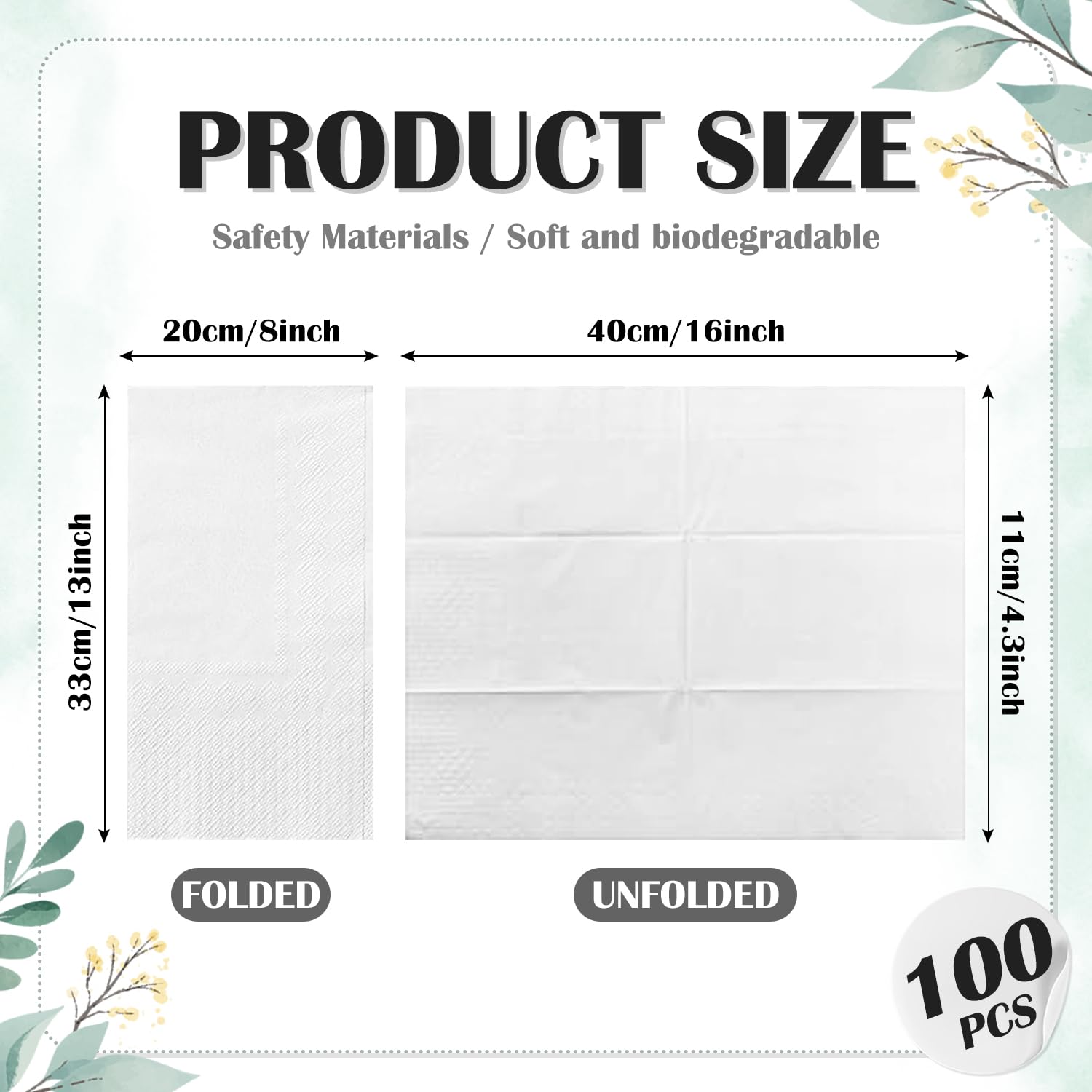 100 PCS Disposable Napkins Disposable Hand Towels, Soft and Absorbent Paper Guest Towels, Disposable Hand Towels Dinner Napkin for Bathroom, Kitchen