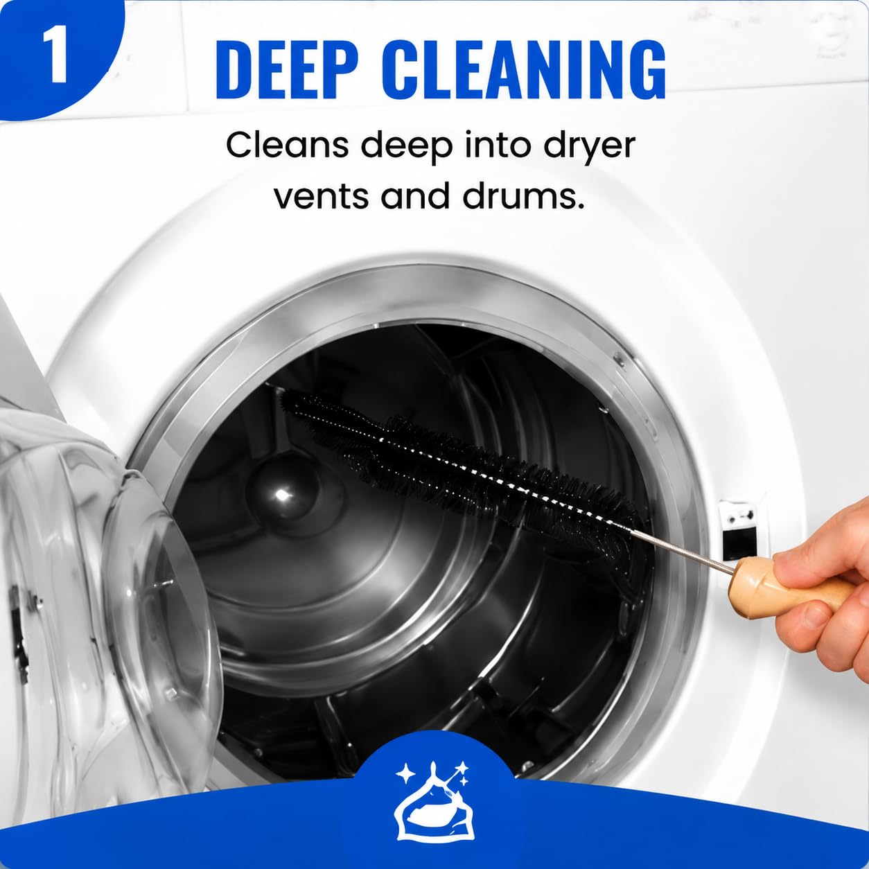 Dryer Lint Brush Vent Cleaner Lint Trap Cleaning Tool Dryer Vent Brush Long Flexible with Wood Handle 27.95Inches Medium Size for Dryer Vent Cleaning