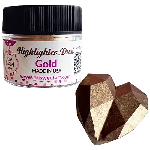 GOLD HIGHLIGHTER DUST (7 GRAMS) (7 grams Net. container) Cake, Topper by Oh! Sweet Art Corp