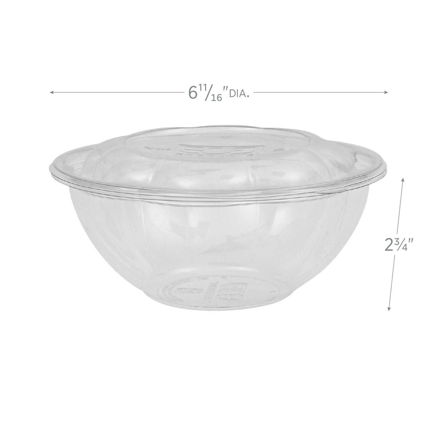 ECO PRODUCTS Compostable 24oz Salad Bowl, Clear PLA Plastic, With Lid, Case of 150, Grab 'n' Go Round Cold Takeout Food Containers, Renewable