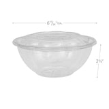 ECO PRODUCTS Compostable 24oz Salad Bowl, Clear PLA Plastic, With Lid, Case of 150, Grab 'n' Go Round Cold Takeout Food Containers, Renewable