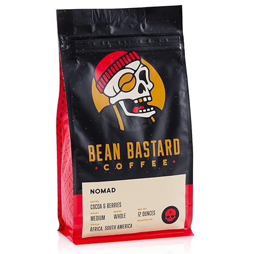 Bean Bastard Coffee NOMAD Blend Medium Roast Coffee Beans | Premium Whole Bean Coffee with Notes of Cocoa and Dried Fruit Punch | Blend of Ethically