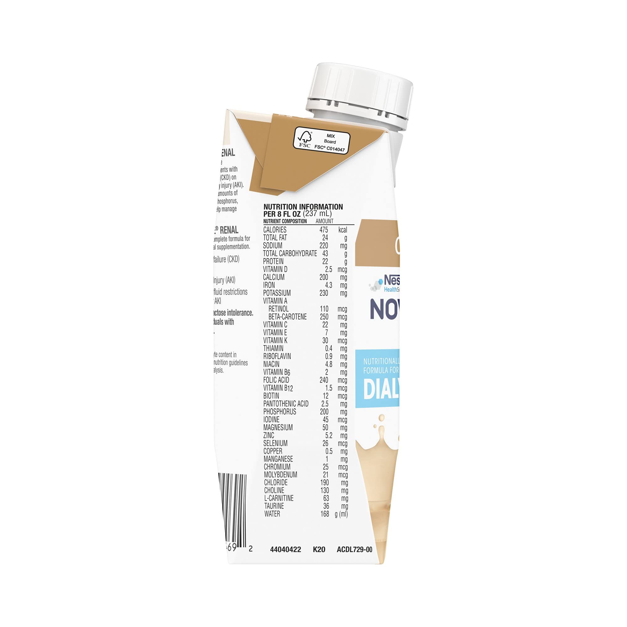 Nestle Novasource Renal Nutritionally Complete Formula Café Mocha Flavor 8 oz Carton 24 Ct