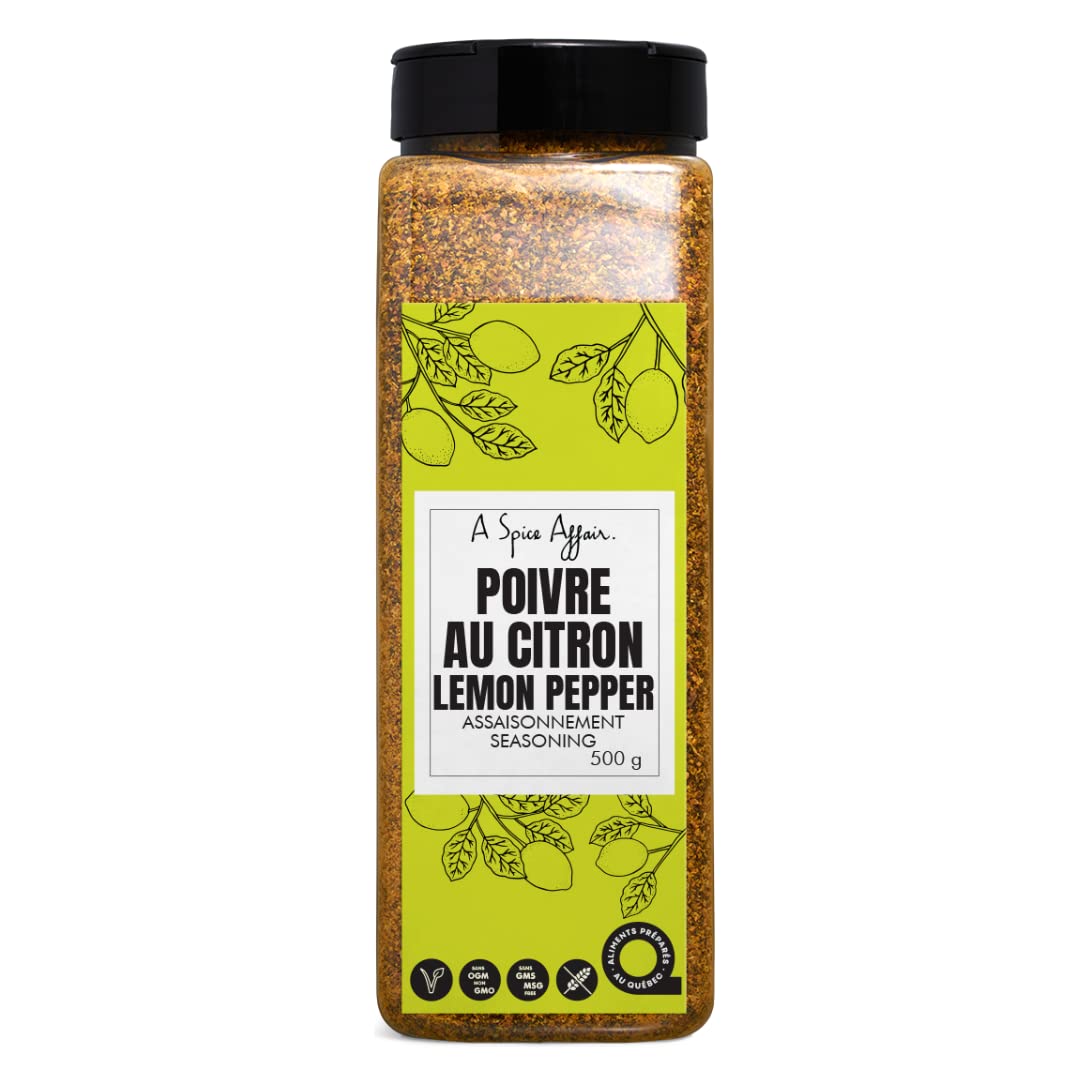 A Spice Affair Lemon Pepper Seasoning | Zesty Lemon & Cracked Black Pepper Blend | All-Purpose Seasoning for Chicken, Fish & Vegetables | All-Natural