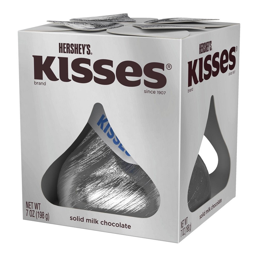 HERSHEY'S KISSES Chocolates, Giant Gluten-Free Solid Milk Chocolate Candy, 7 Ounce Box (Pack of 4)