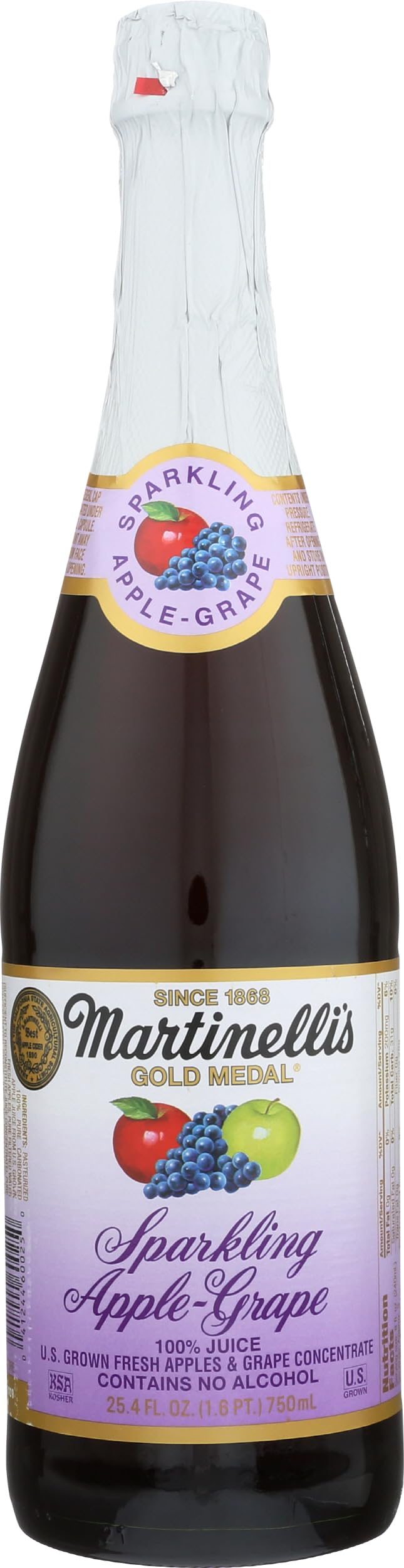 Martinellis Apple Grape Sparkling Juice, 25.4 Ounce - 6 per case.