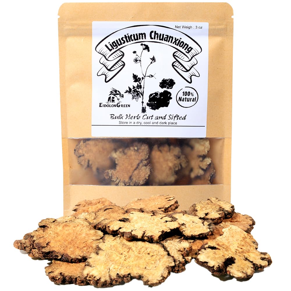 EidolonGreen Organic Dried Ligusticum Chuanxiong Slices (??) - Natural Dried Chuanxiong for Herbal and Traditional Chinese Medicine - 88g/3Oz