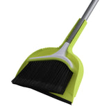 Casabella Basics 2-Piece Angled Broom and Dustpan Set, 44" Angled Broom with Long Handle and Dustpan, Silver/Green