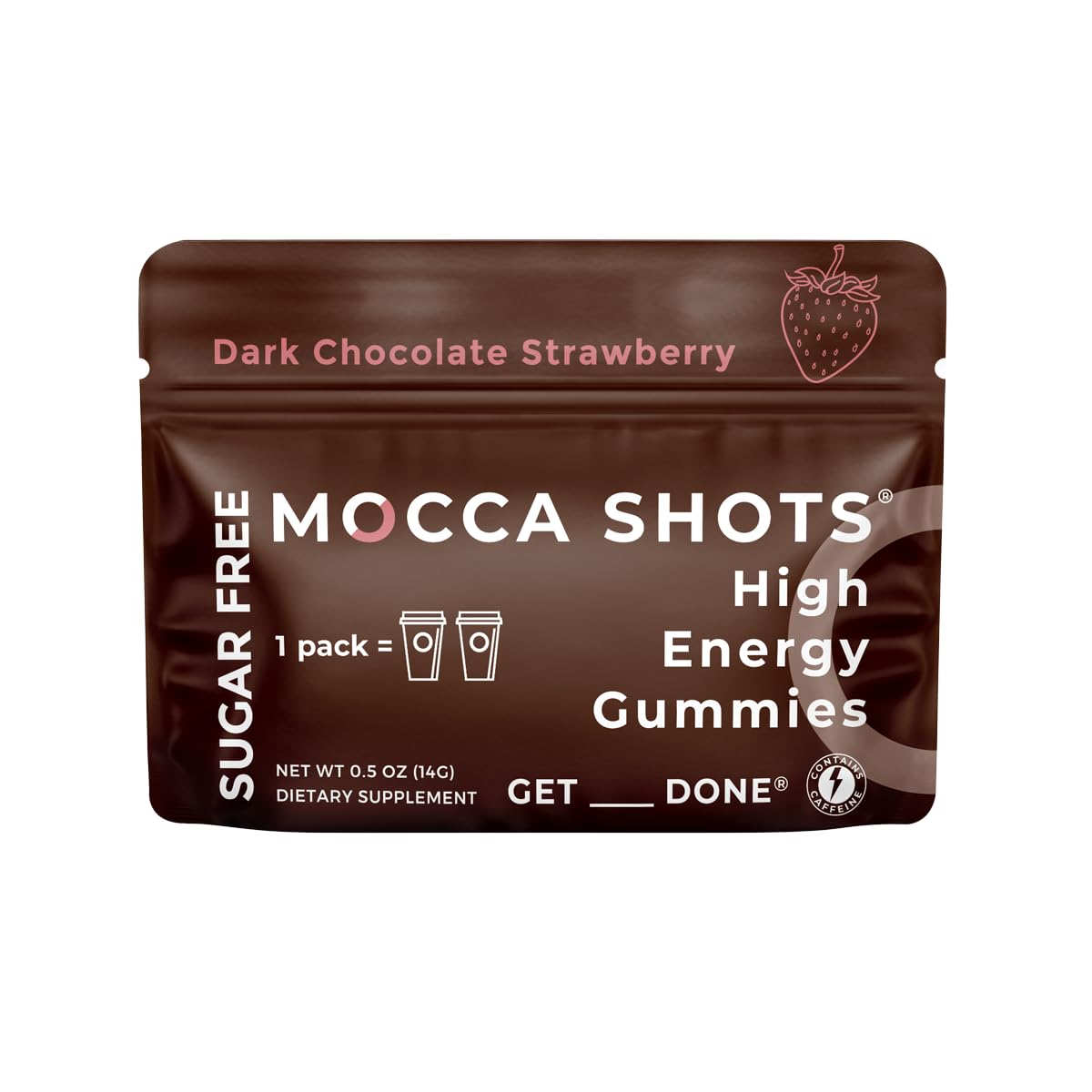 Mocca Shots High Energy Gummies- Dark Chocolate Strawberry 0.5oz