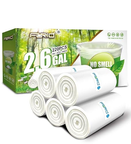Small Clear Trash Bags - FORID 2.6 Gallon Garbage Bags Wastebasket Bin Liners 220 Count Plastic Trash Bags for Bathroom Bedroom Office Garbage Can