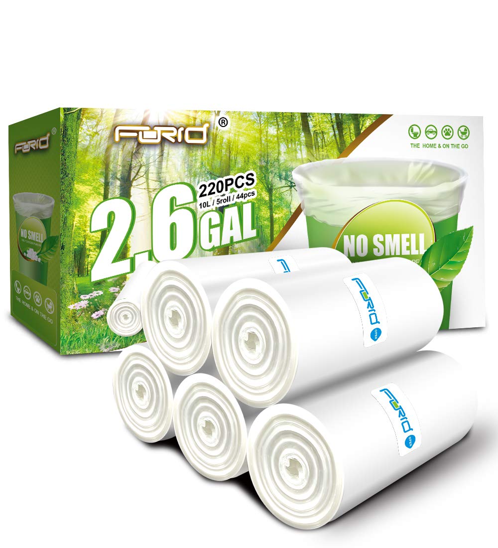 Small Clear Trash Bags - FORID 2.6 Gallon Garbage Bags Wastebasket Bin Liners 220 Count Plastic Trash Bags for Bathroom Bedroom Office Garbage Can