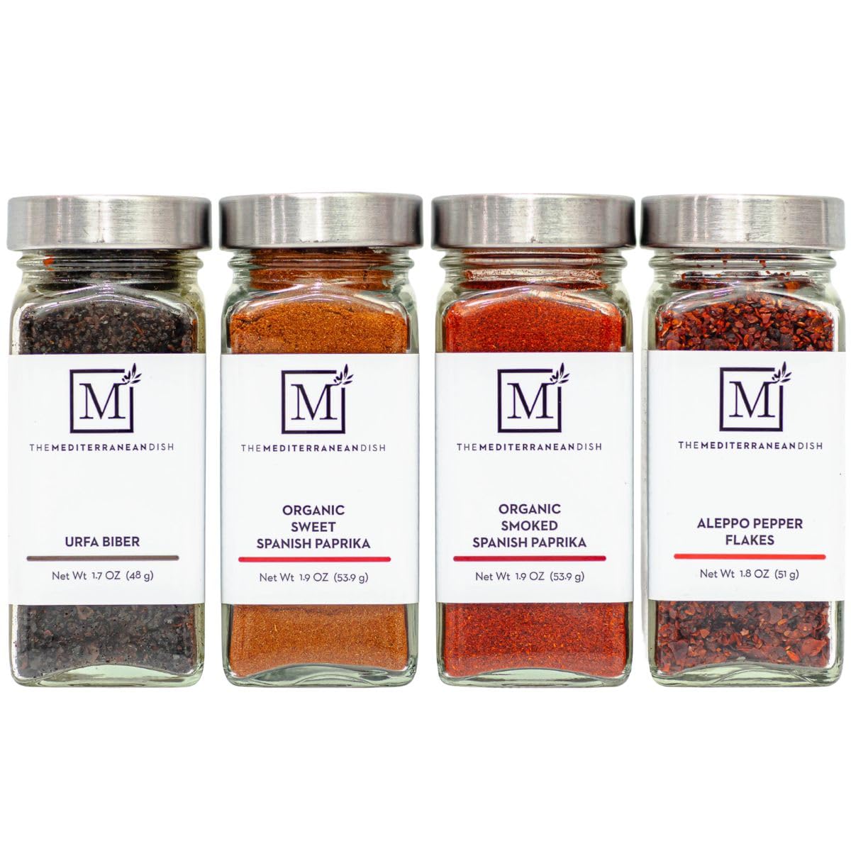 The Mediterranean Dish Pepper Spice Bundle - Aleppo Pepper, Sweet and Smoked Spanish Paprika, Urfa Biber - Mild to Medium Heat Chili Spices - Gourmet