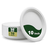 Naturawave Essentials 100% Compostable Paper Plates, Heavy Duty Disposable Plates [50-Pack] 10 Inch Plates - Eco-Friendly, Biodegradable Sugarcane