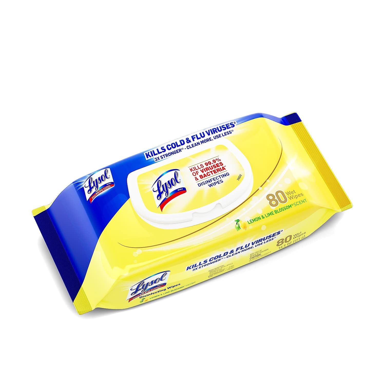 LYSOL Disinfecting Wipes - Lemon & Lime Blossom Flatpack 80 ct. (Pack of 1)
