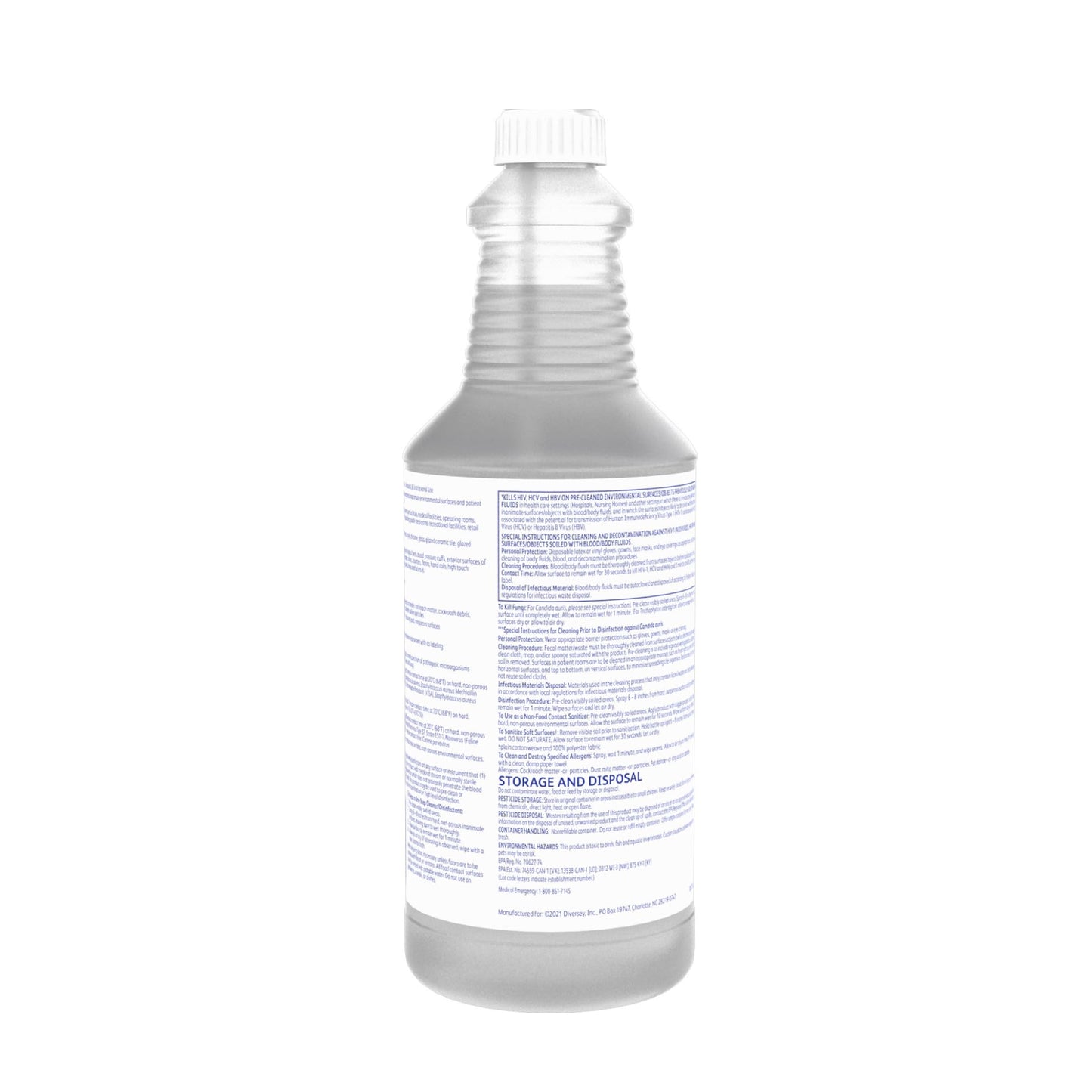 Oxivir Diversey 1 100850916 One Step Hospital Strength Liquid Disinfectant Cleaner, Accelerated Hydrogen Peroxide AHP, Ready-to-Use, 32-Ounce