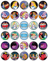 HAPPY CHOICES 30 x Edible Cupcake Toppers Themed of Alice in Wonderland Collection of Edible Cake Decorations | Uncut Edible on Icing Sheet