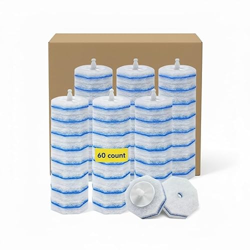 60 Count Toilet Wand Refills for Clorox,4X Cleaning Power Toilet Bowl Cleaner Refill Pads,Disposable Toilet Brush Scrubber Refills for Bathroom